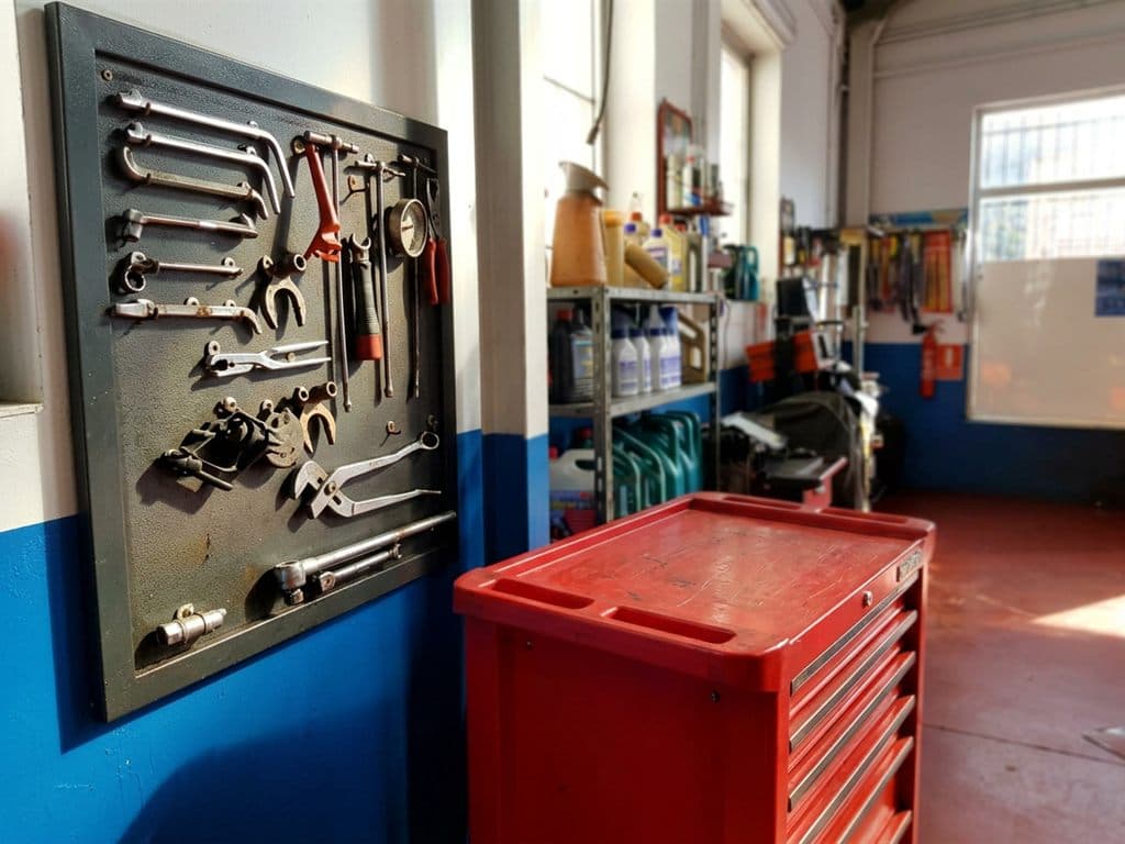 Panel de herramientas del taller mecánico Emipe en Fene